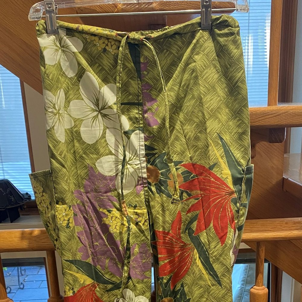 Casual floral print drawstring waist pants, Size L